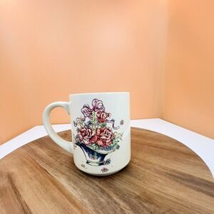 Vintage Floral Coffee Mug - 1980s Flower Cup